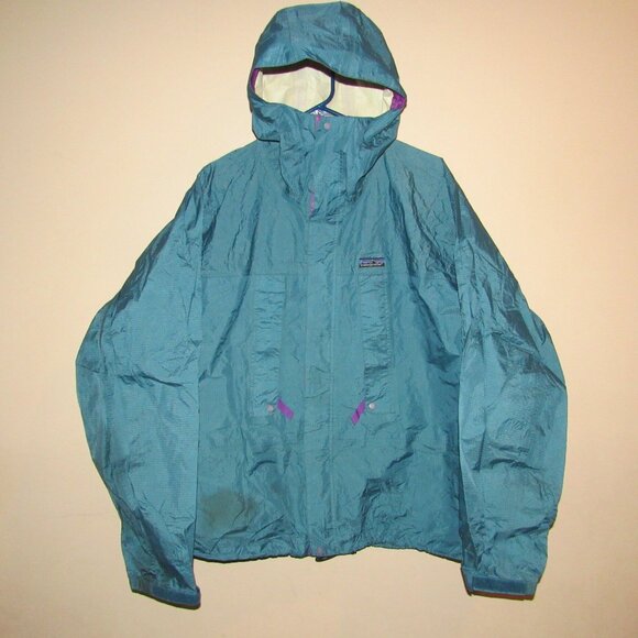 Patagonia Other - Vintage 90s PATAGONIA 86161 Seam Sealed Teal Green Hooded Rain Jacket sz XL/XXL